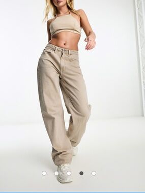 Abercrombie & Fitch curve love high rise tapered fit jean light brown Size 28L